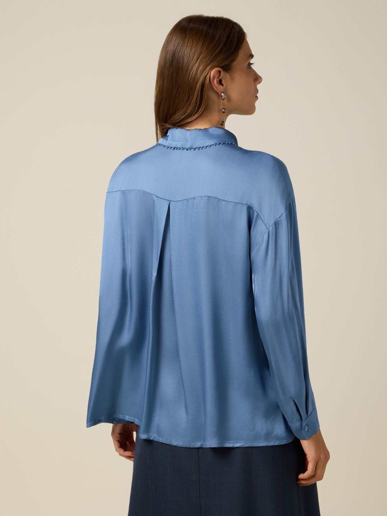Satin shirt with decorated trims image number 1