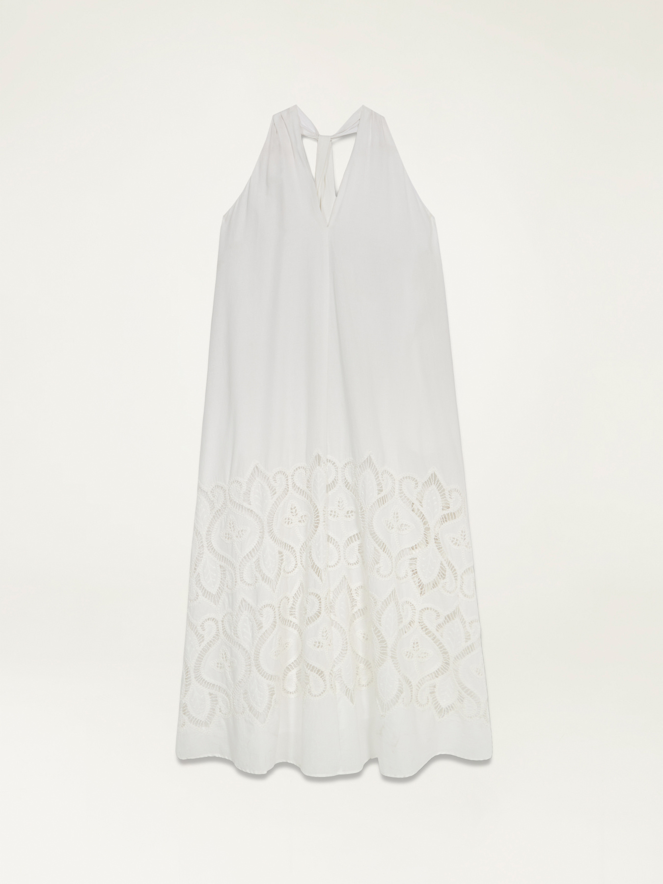 Long cotton dress with crochet embroidery image number 3