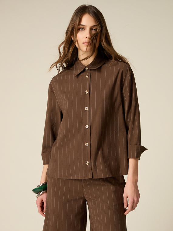 Pinstripe linen blend shirt
