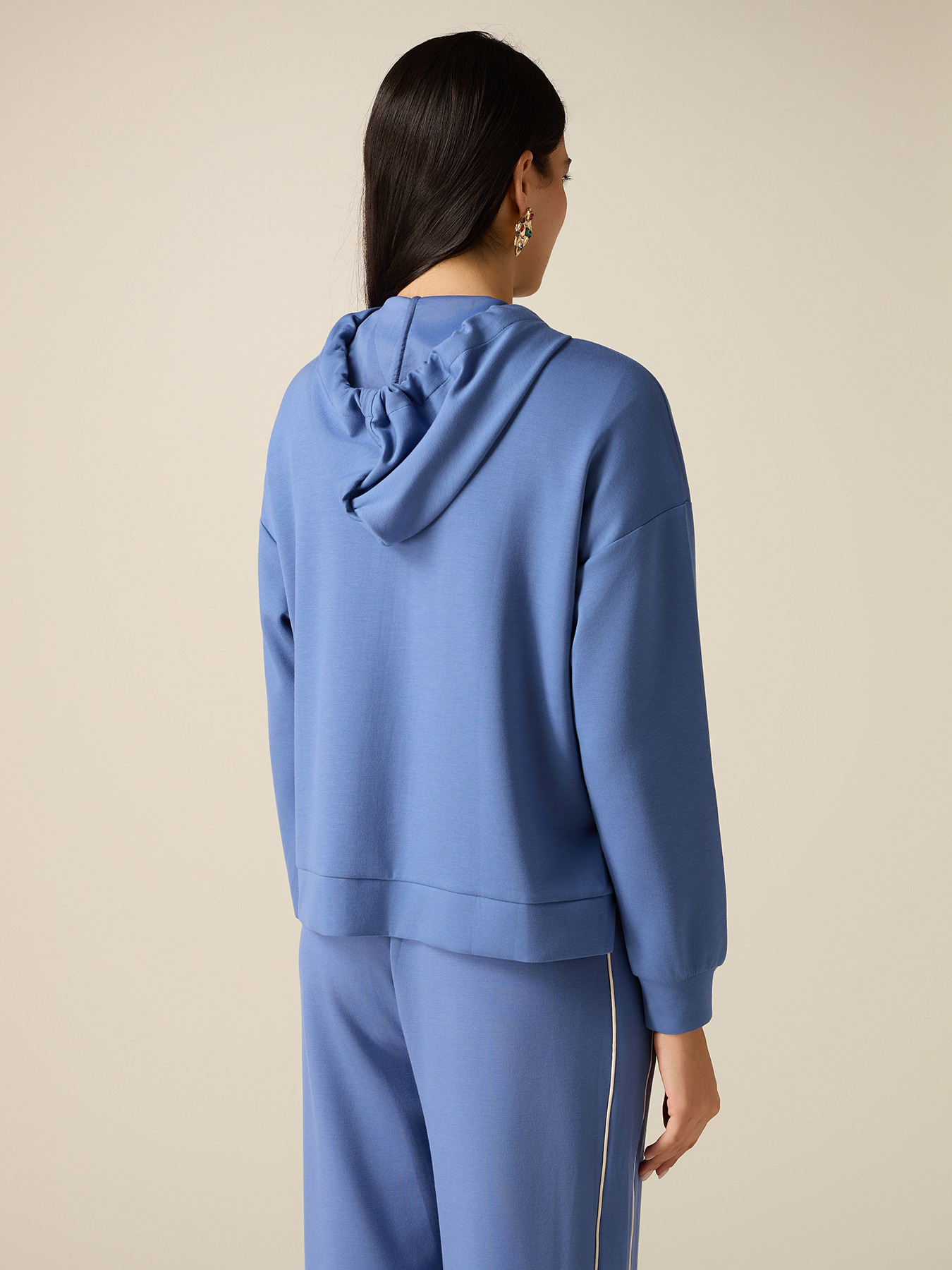 Sweatshirt with zip, hood and trim image number 1