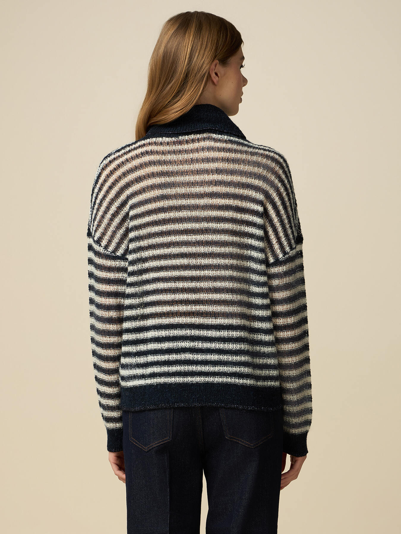 Striped wool blend turtleneck pullover image number 1
