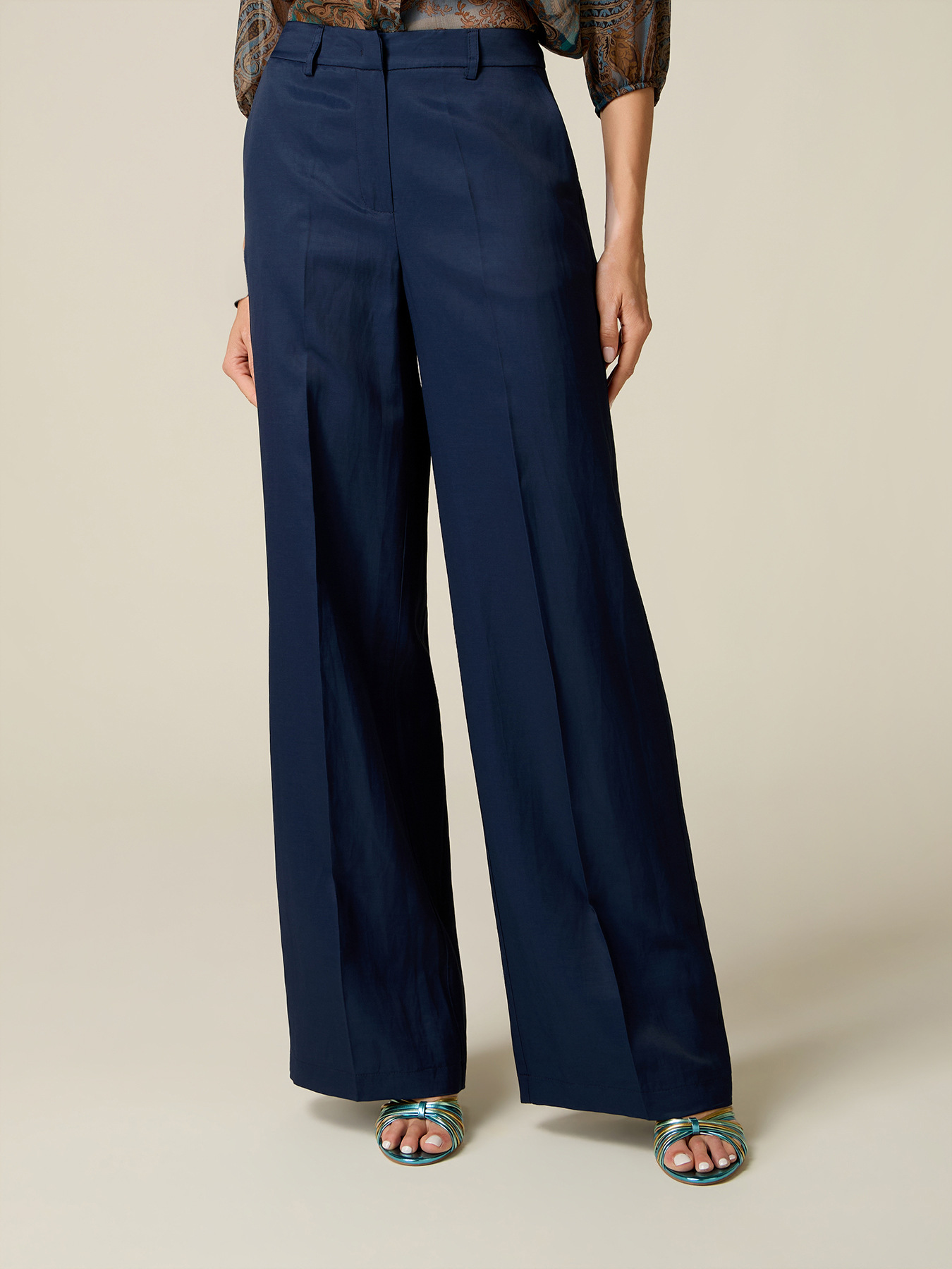 Pantalon palazzo en m&eacute;lange de lin image number 3