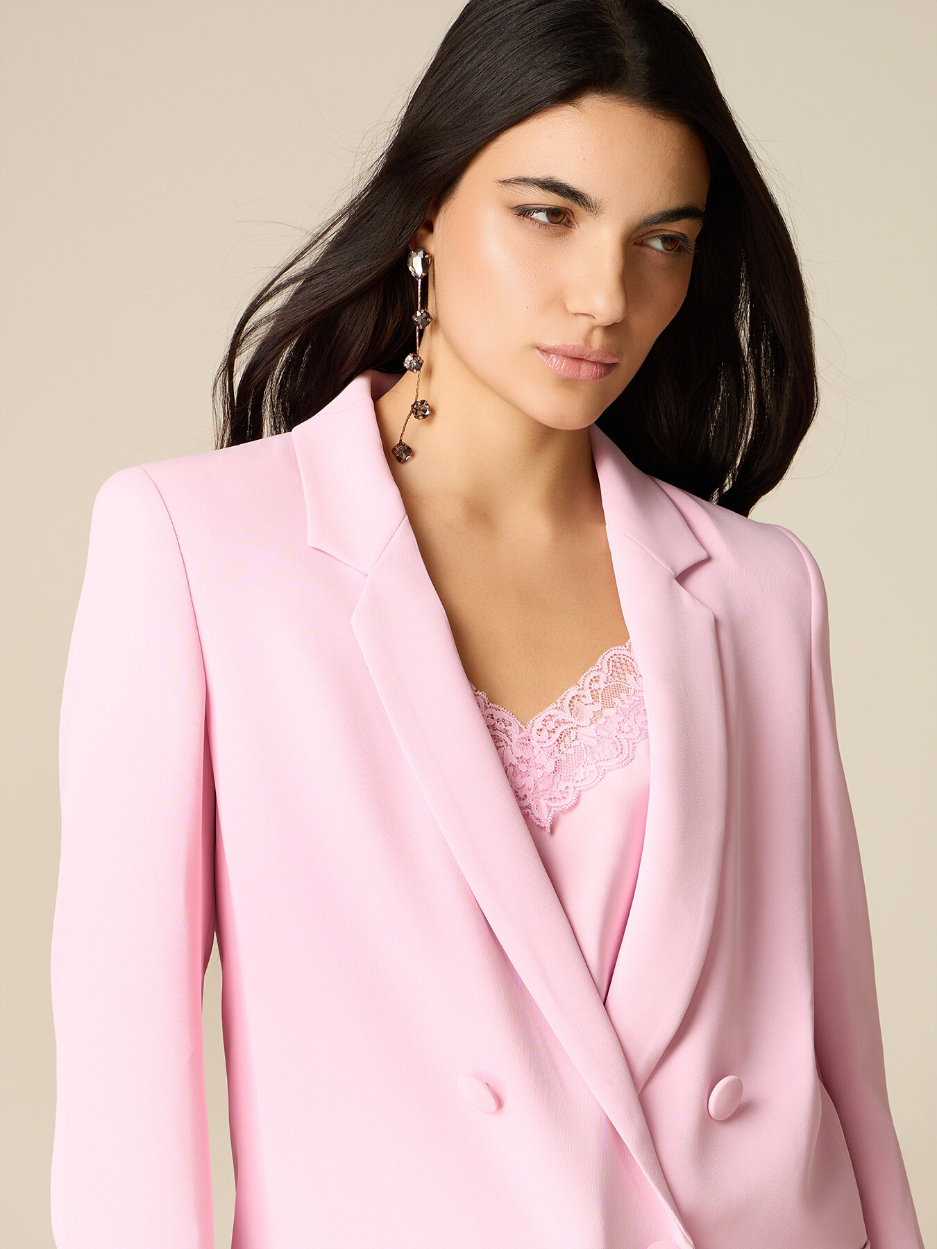 Double-breasted blazer in crepe fabric image number 2