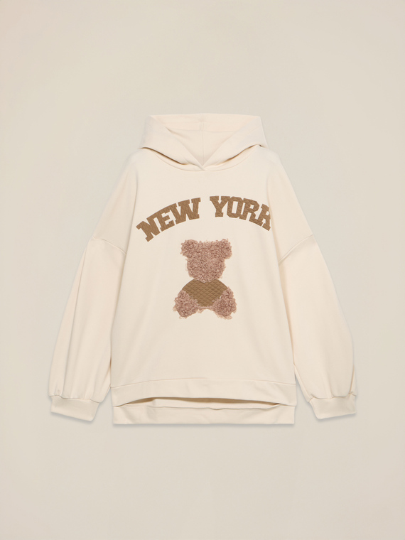 Closed hoodie with writing