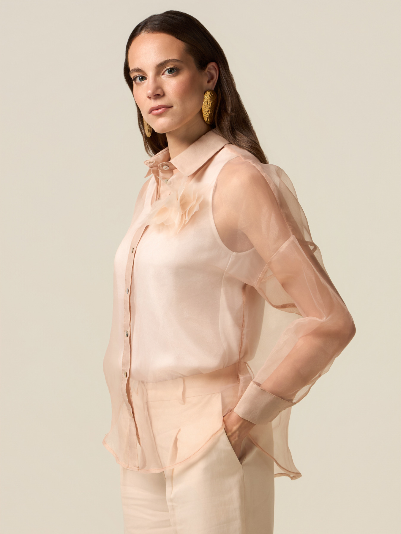 Chemise en organza avec broche image number 0