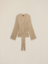 Mixed wool perforated cardigan with crystals and belt image number 3