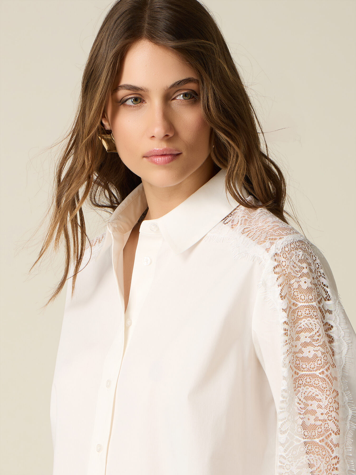 Shirt with lace insert image number 2