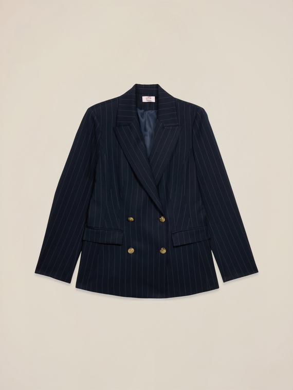 Double-breasted pinstripe blazer