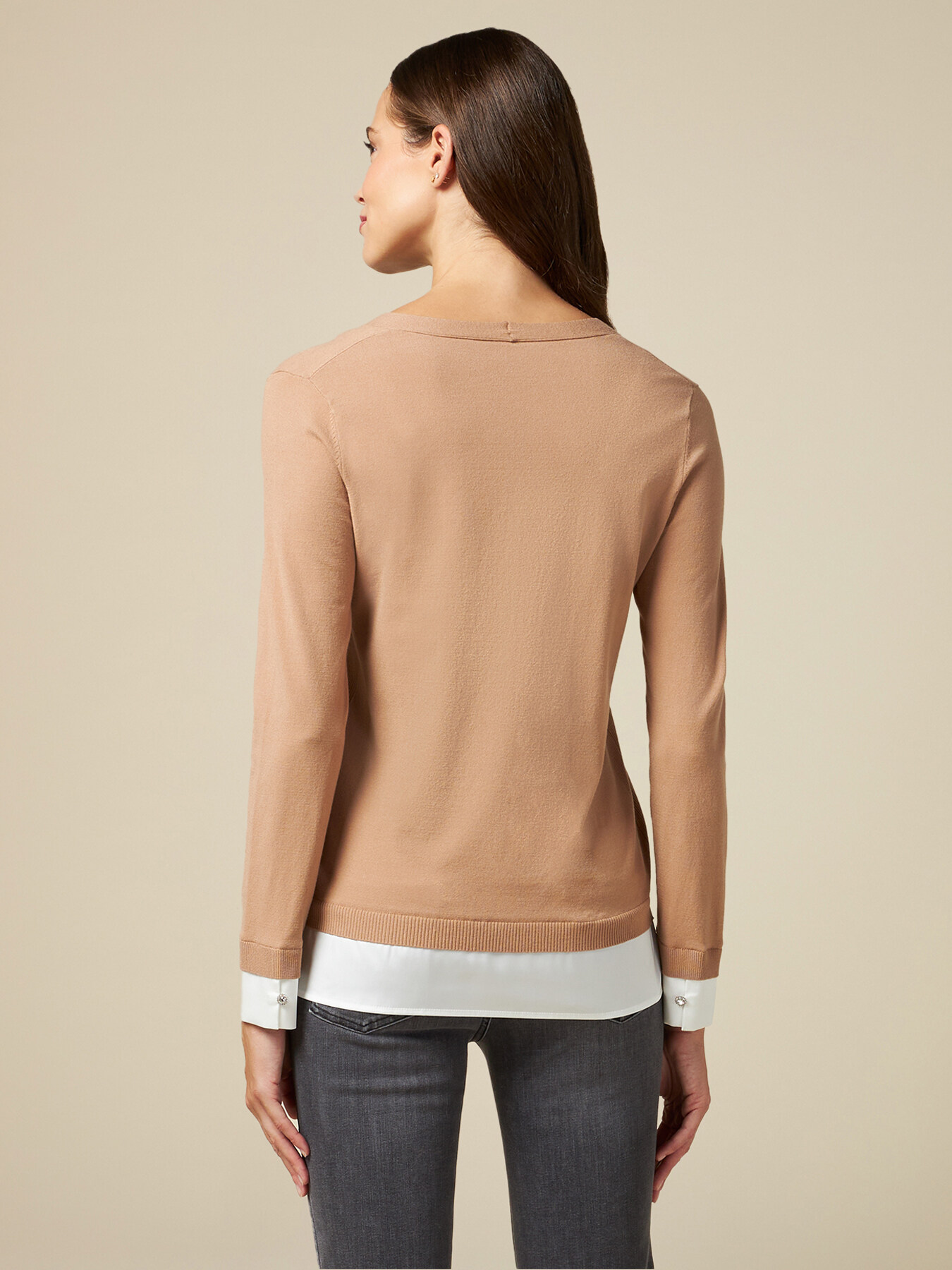 V-neck sweater with overlapping effect image number 1