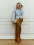 Palazzo pants in viscose satin image number 0