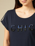 T-shirt with jewel lettering embroidery image number 2