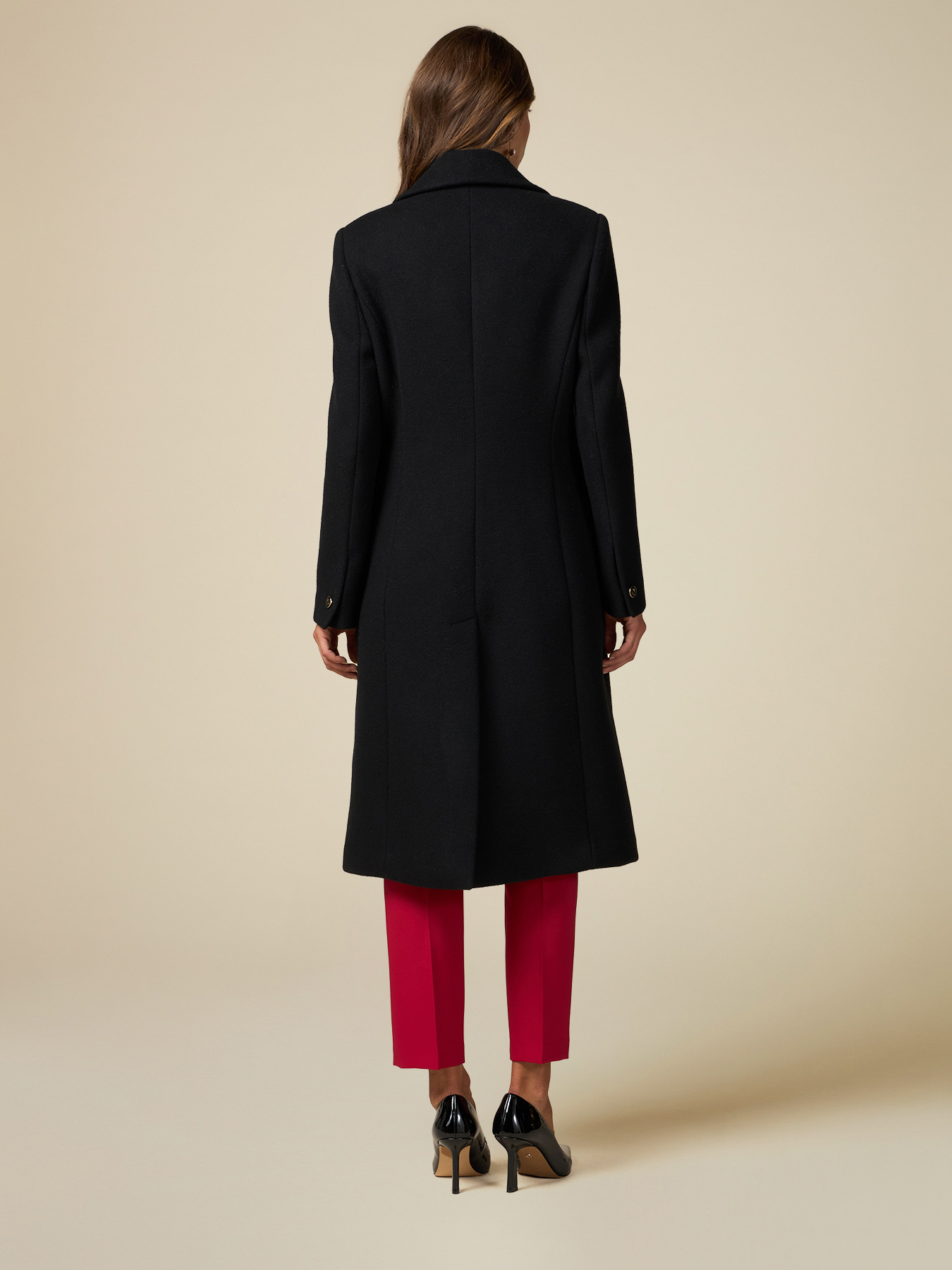 Manteau &agrave; double boutonnage en laine m&eacute;lang&eacute;e image number 2