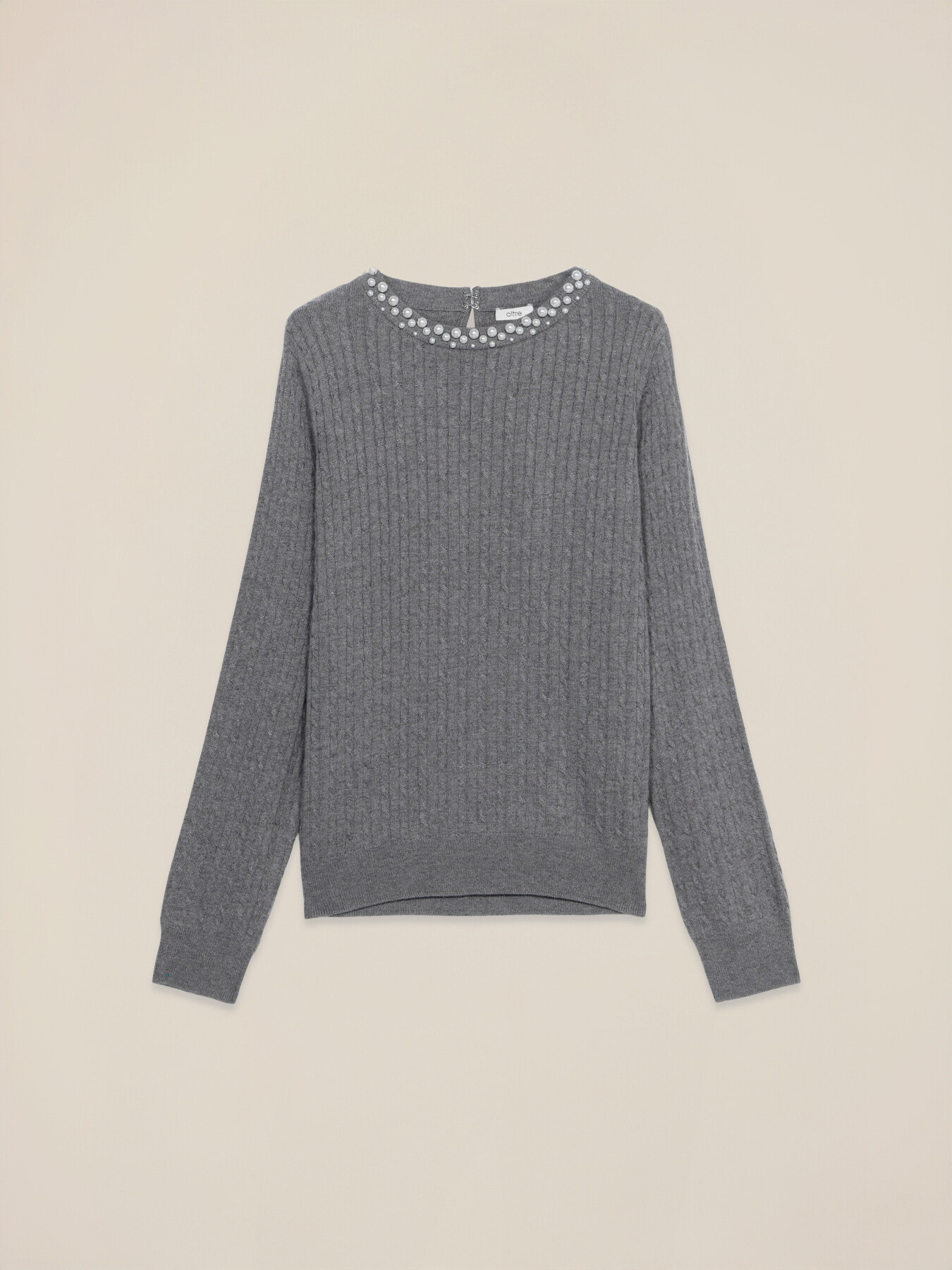 Rundhals-Pullover aus Kaschmirmischung mit Applikationen image number 3