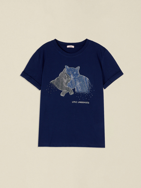 Cotton T-shirt with appliqu&eacute;s