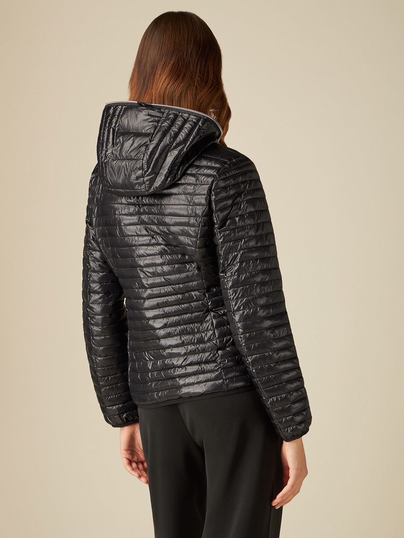 Lightweight down jacket with striped lining image number 1