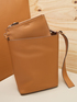 Genuine leather hobo bag with clutch image number 1