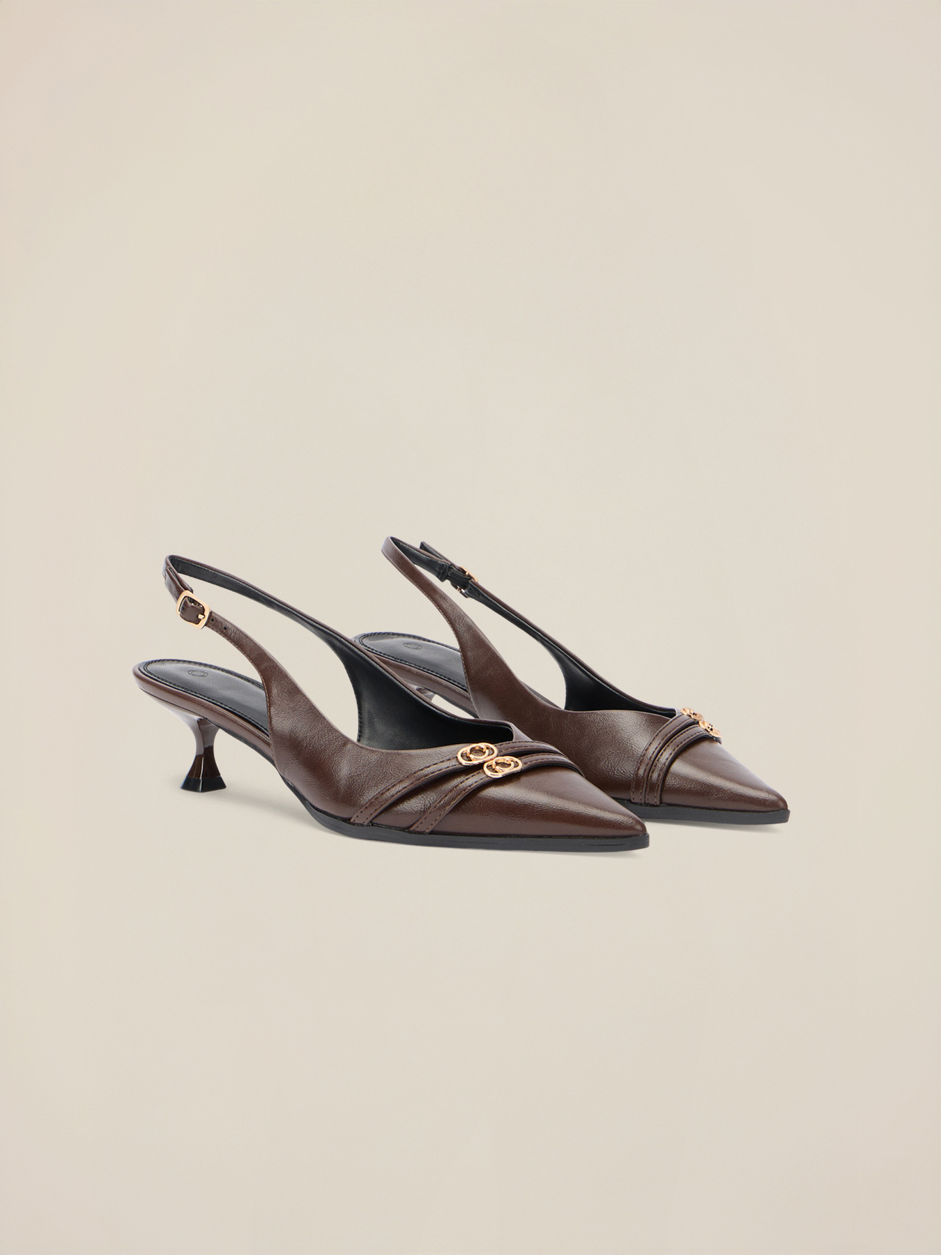 Escarpins slingback avec bout d&eacute;cor&eacute; image number 1