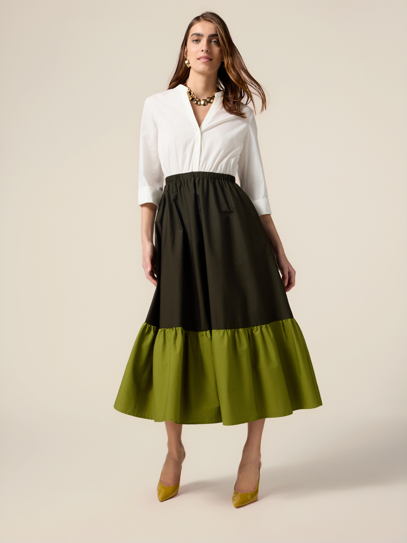 Robe longue color block image number 0