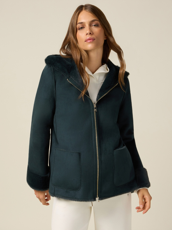 Parka in tessuto morbido con cappuccio