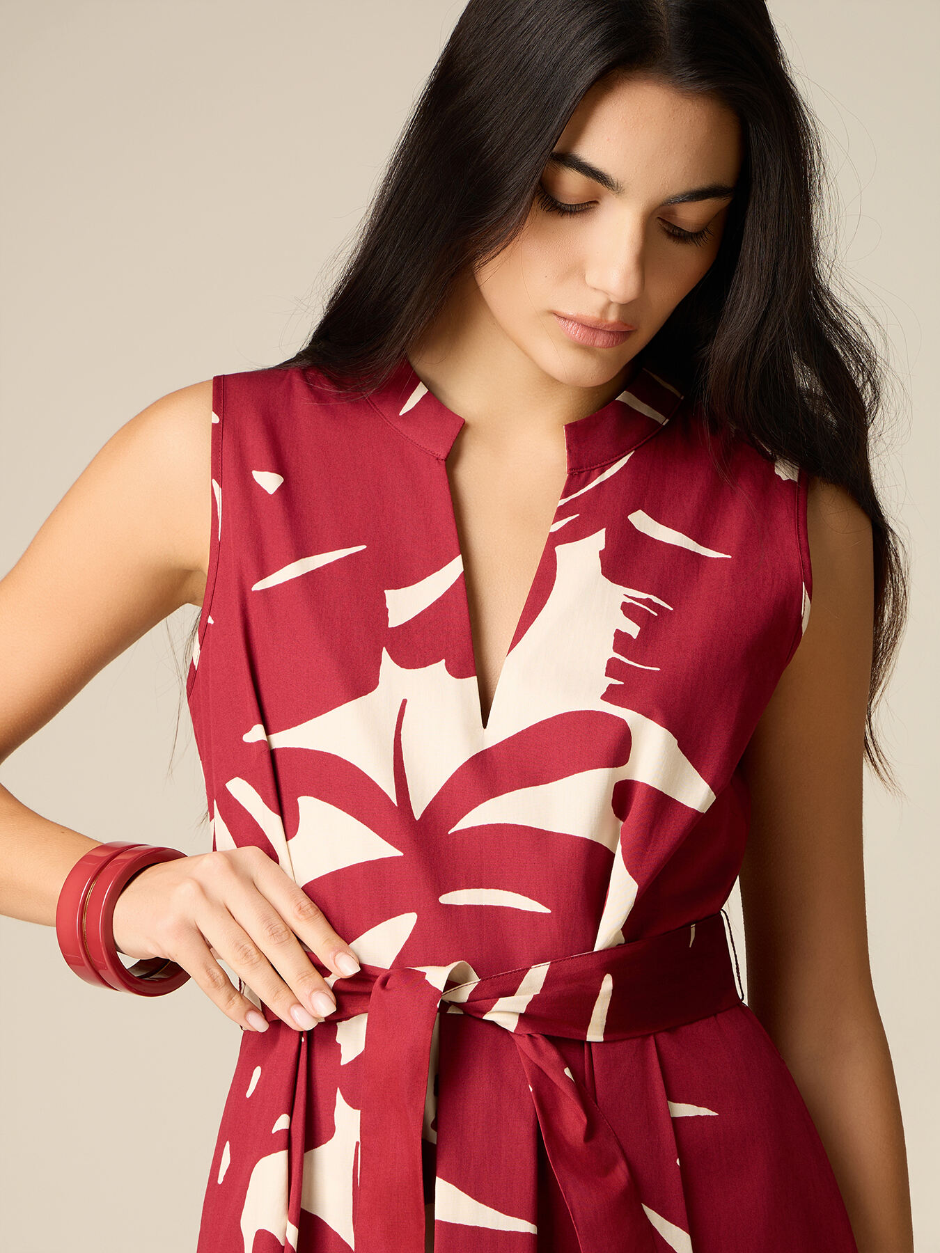 Flare-Kleid aus Popeline mit Muster image number 2