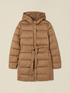 Mid-length puffer jacket with belt and hood image number 3