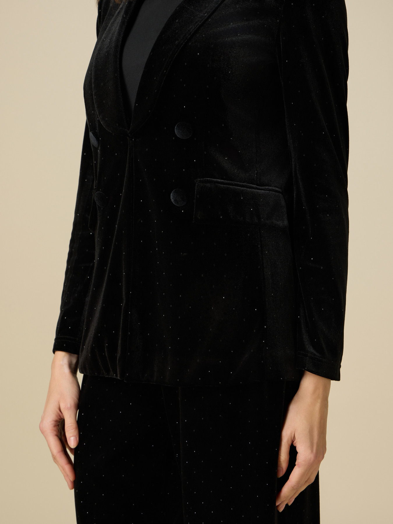 Velvet blazer with crystals image number 2