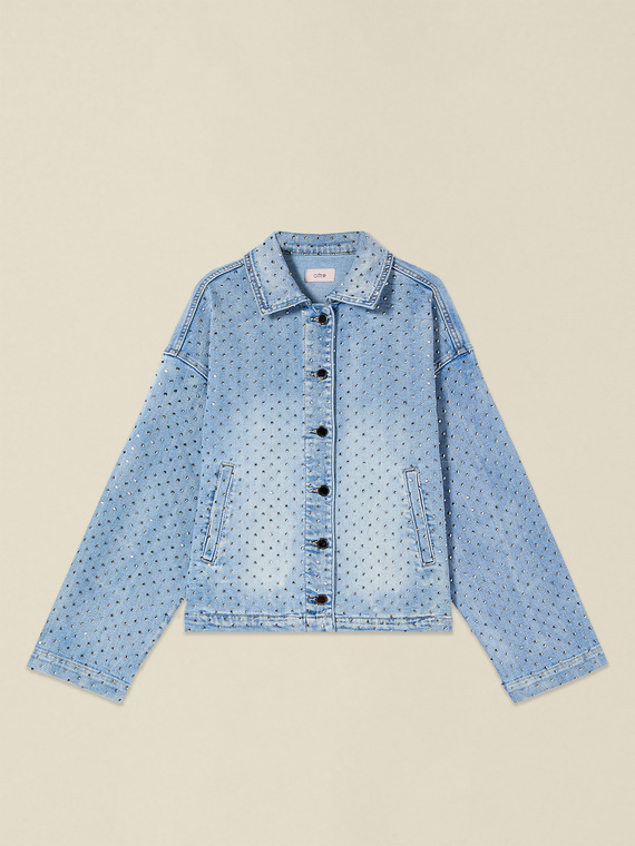 Denim jacket with crystals