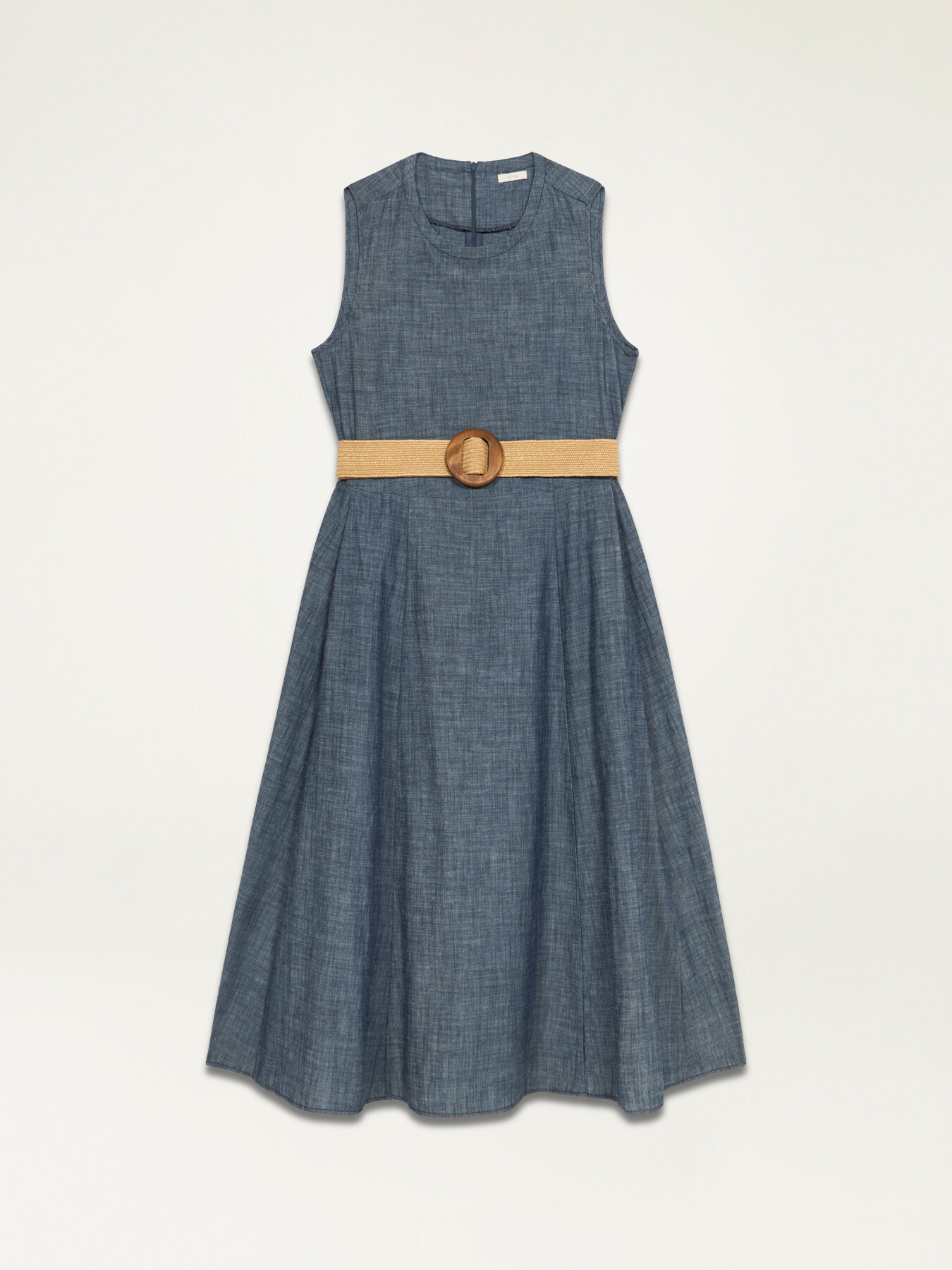 Langes Kleid aus Leinengemisch in Denim-Optik image number 3
