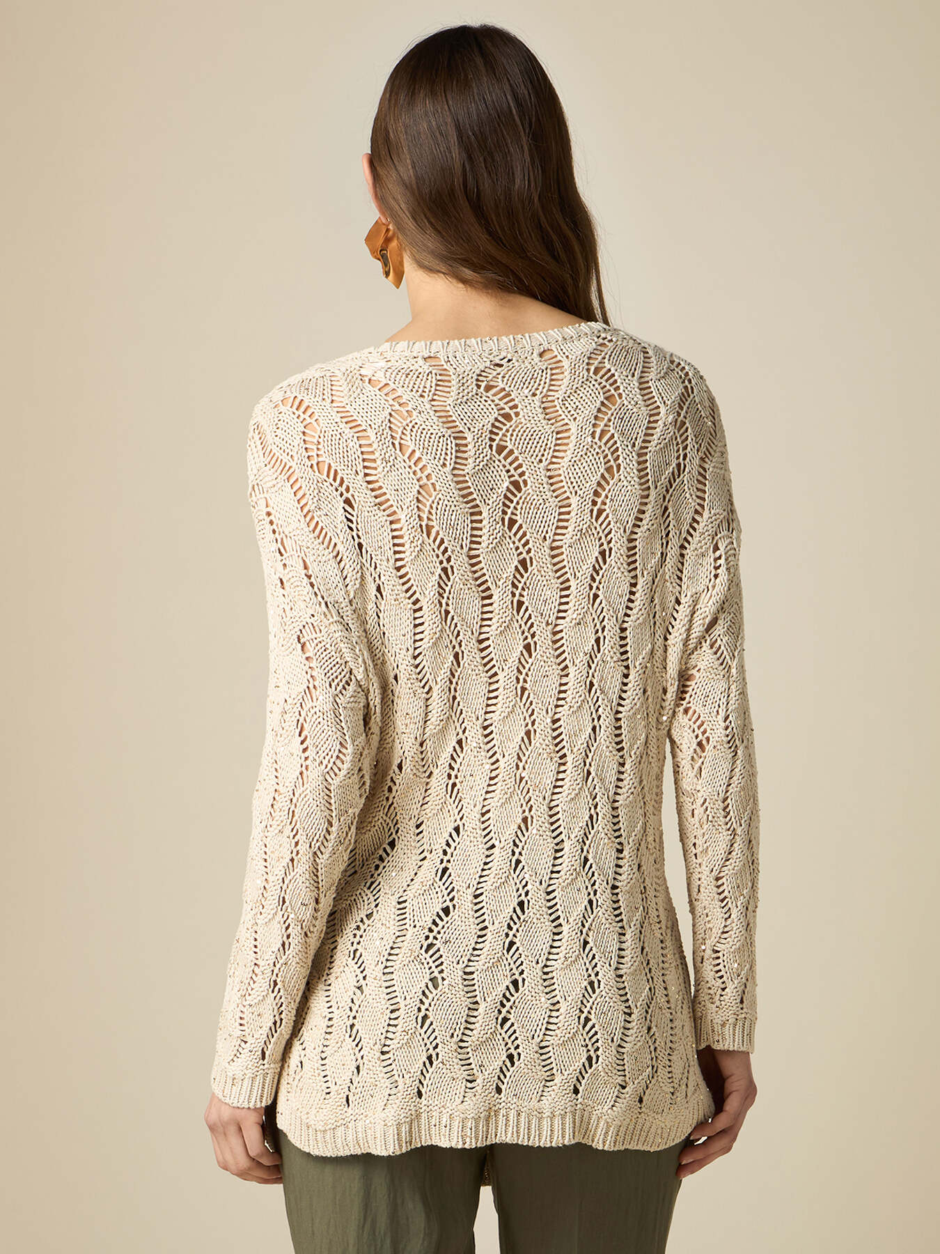 Openwork sweater with tiny sequins image number 1