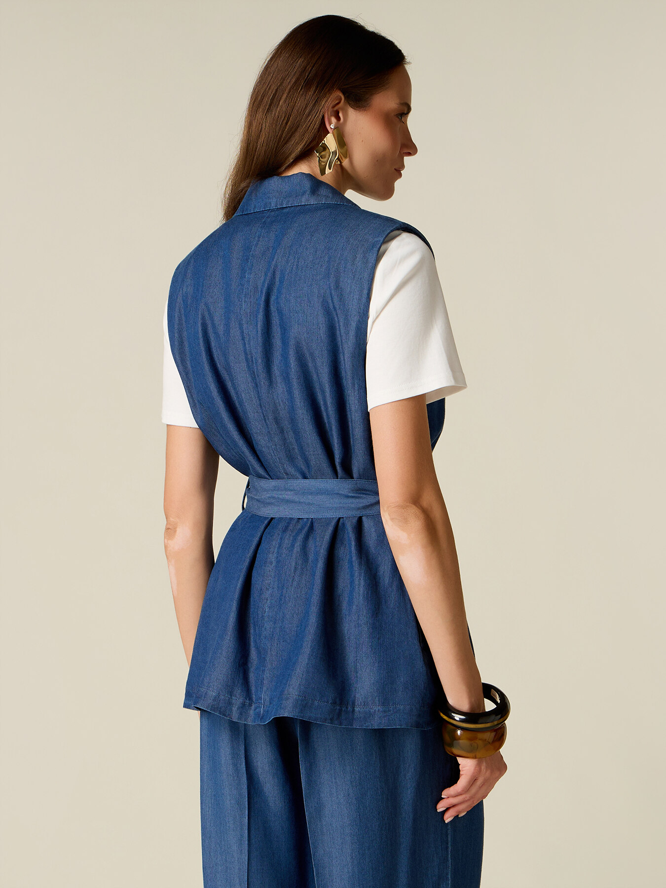 Gilet in tencel effetto denim image number 1