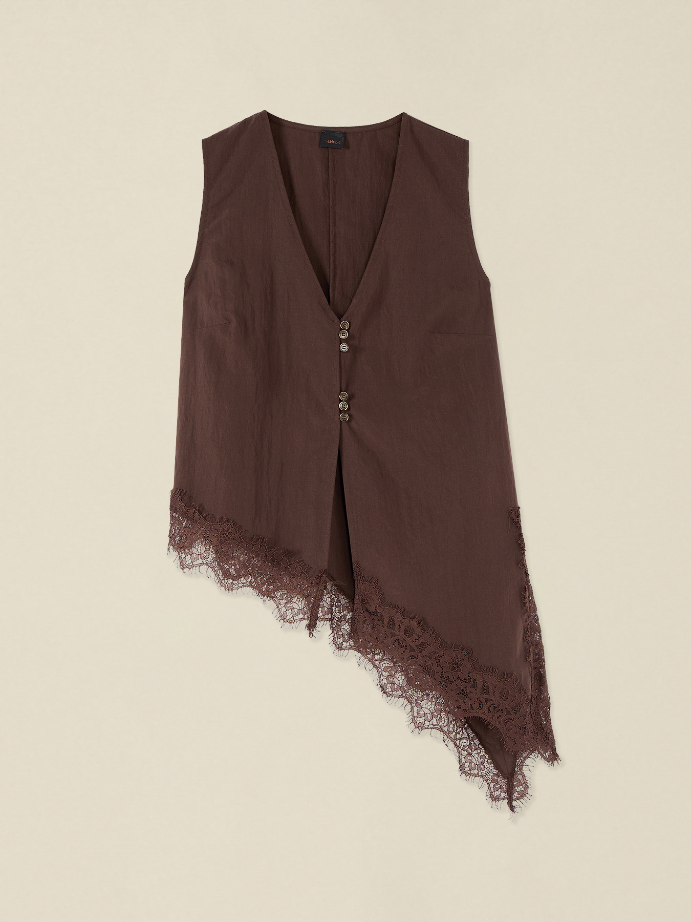 Asymmetric blouse with lace image number 3