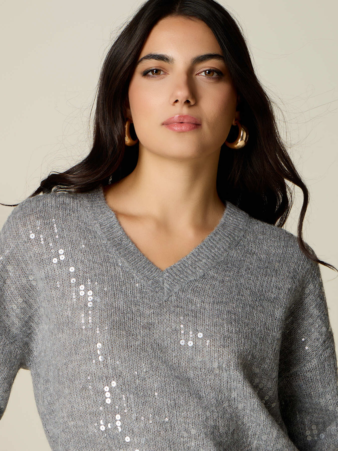 Maglia misto lana con paillettes image number 2