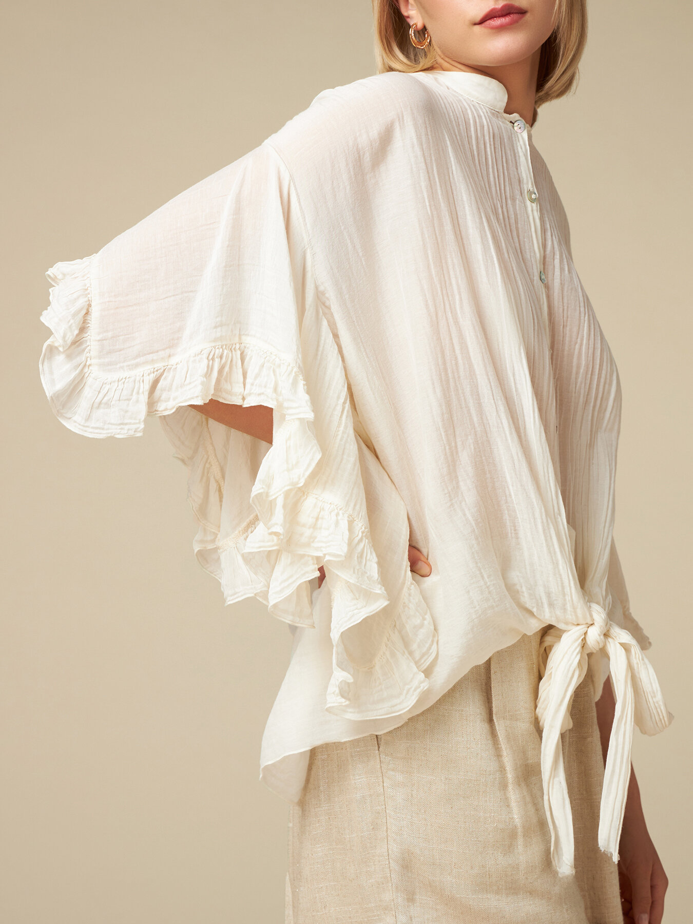 Camicia in voile di cotone con nodo image number 2