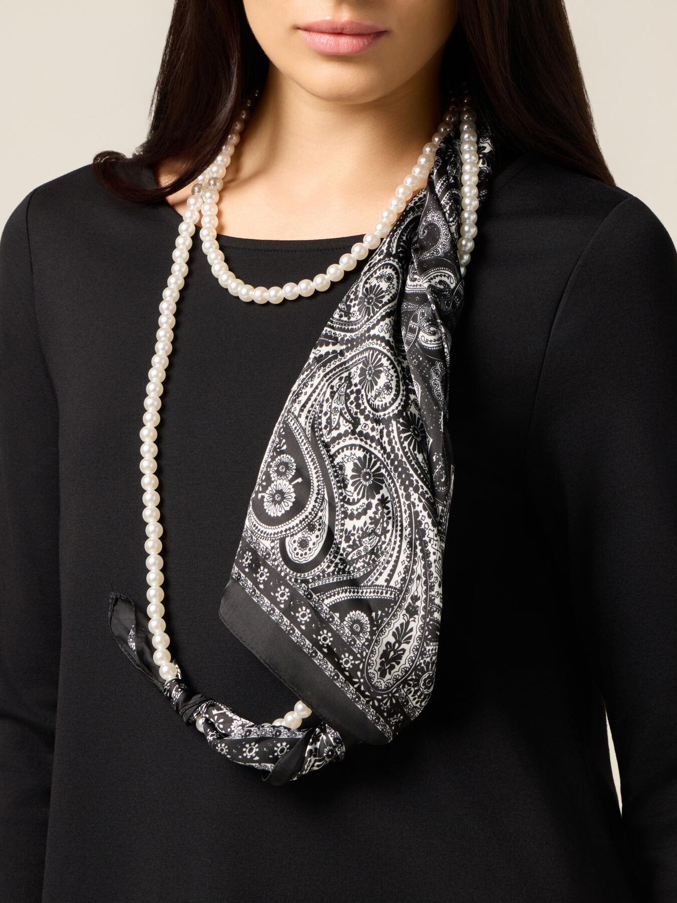 Flared dress with scarf detail image number 2