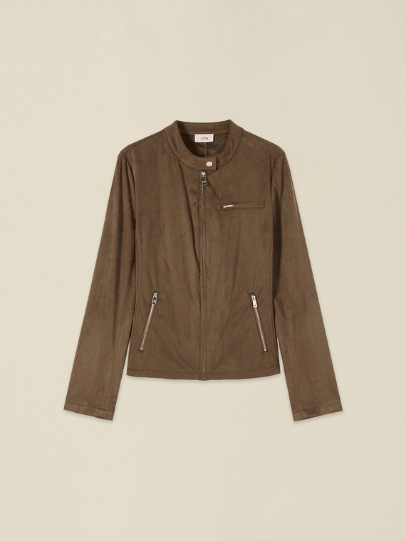 Jacket with zip and mandarin collar