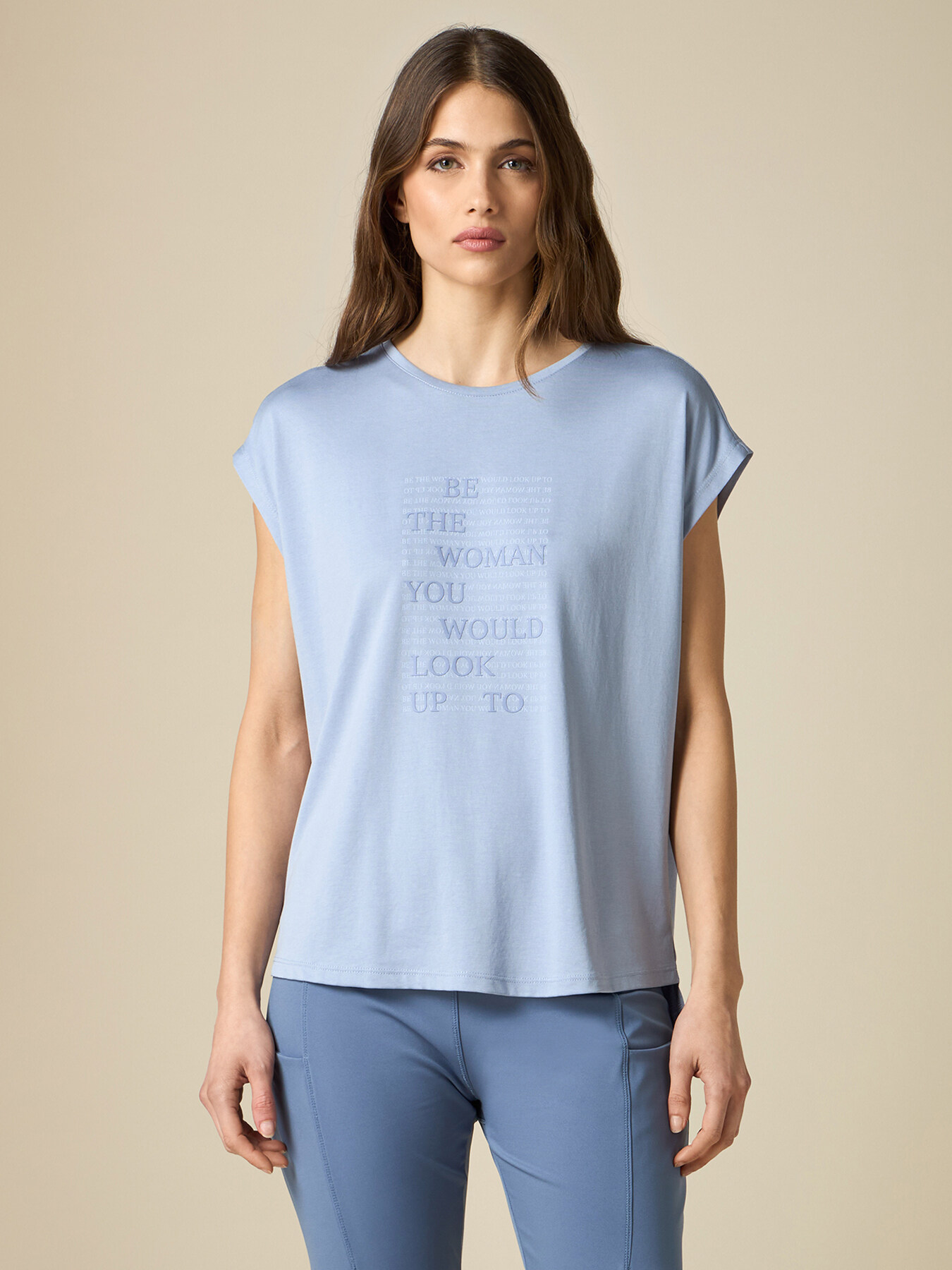Modal-blend T-shirt with lettering image number 0