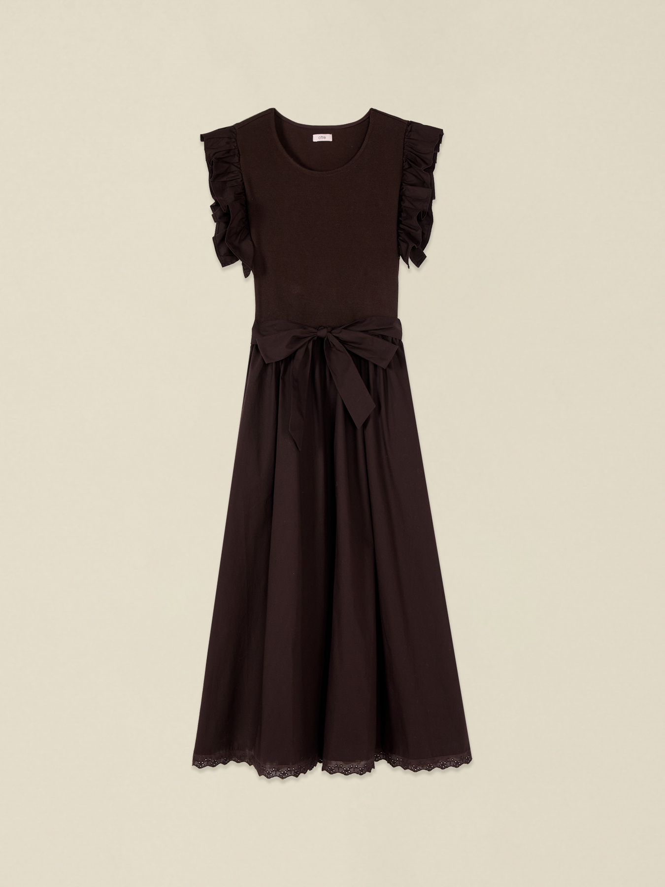 Two-material flare dress image number 3