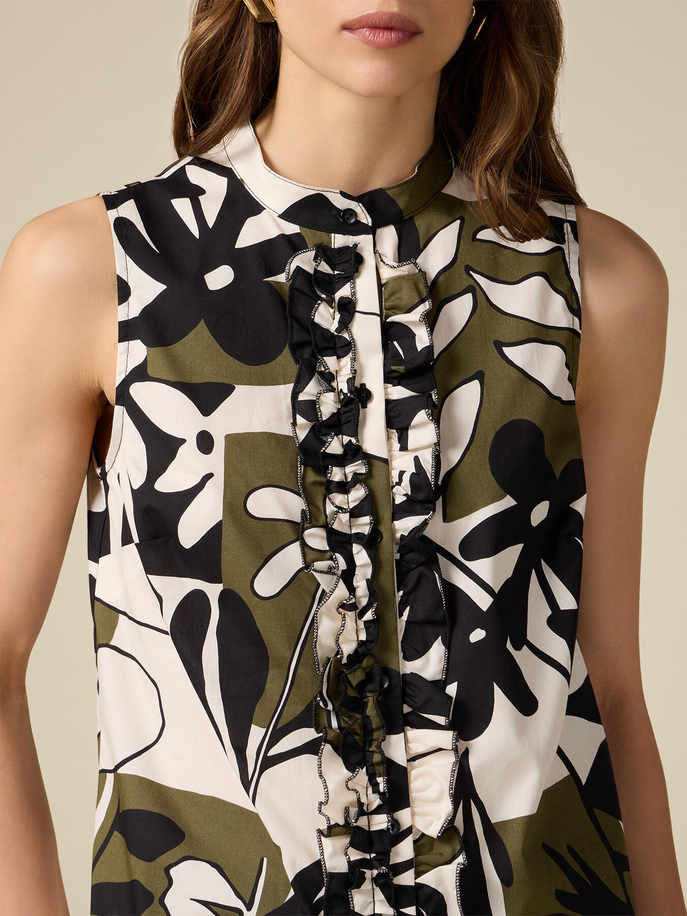 Camicia senza maniche con rouche image number 2