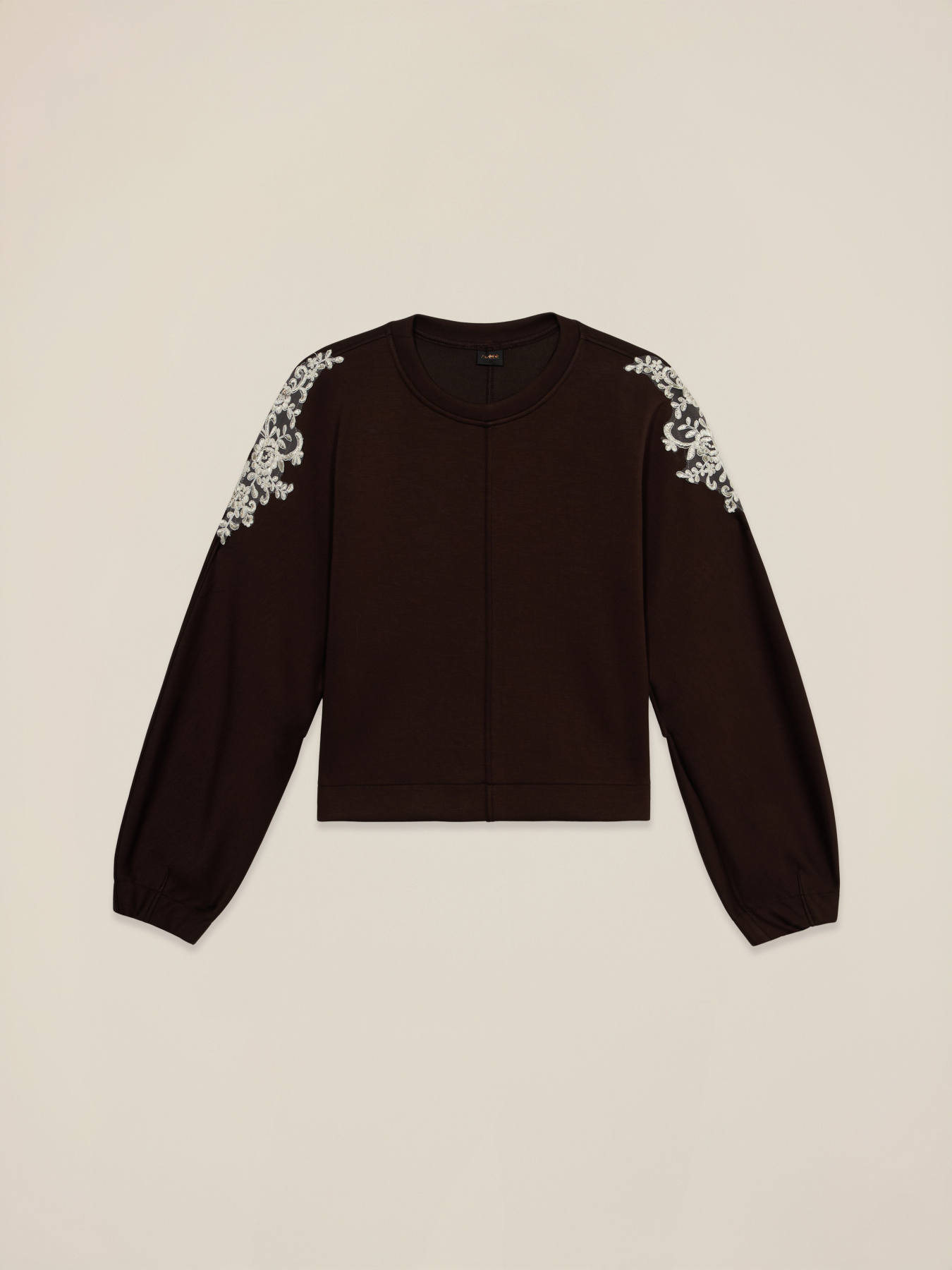 Soft touch sweatshirt with lace patch image number 3