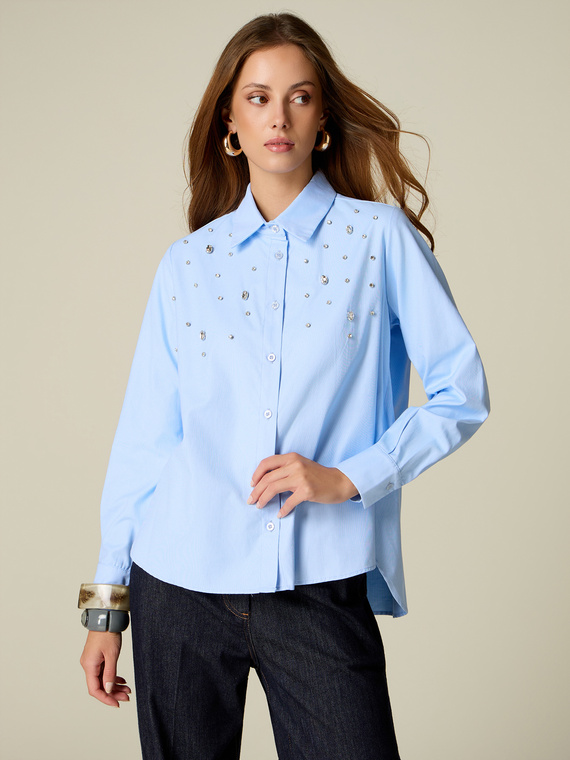 Oversized shirt with crystal studs