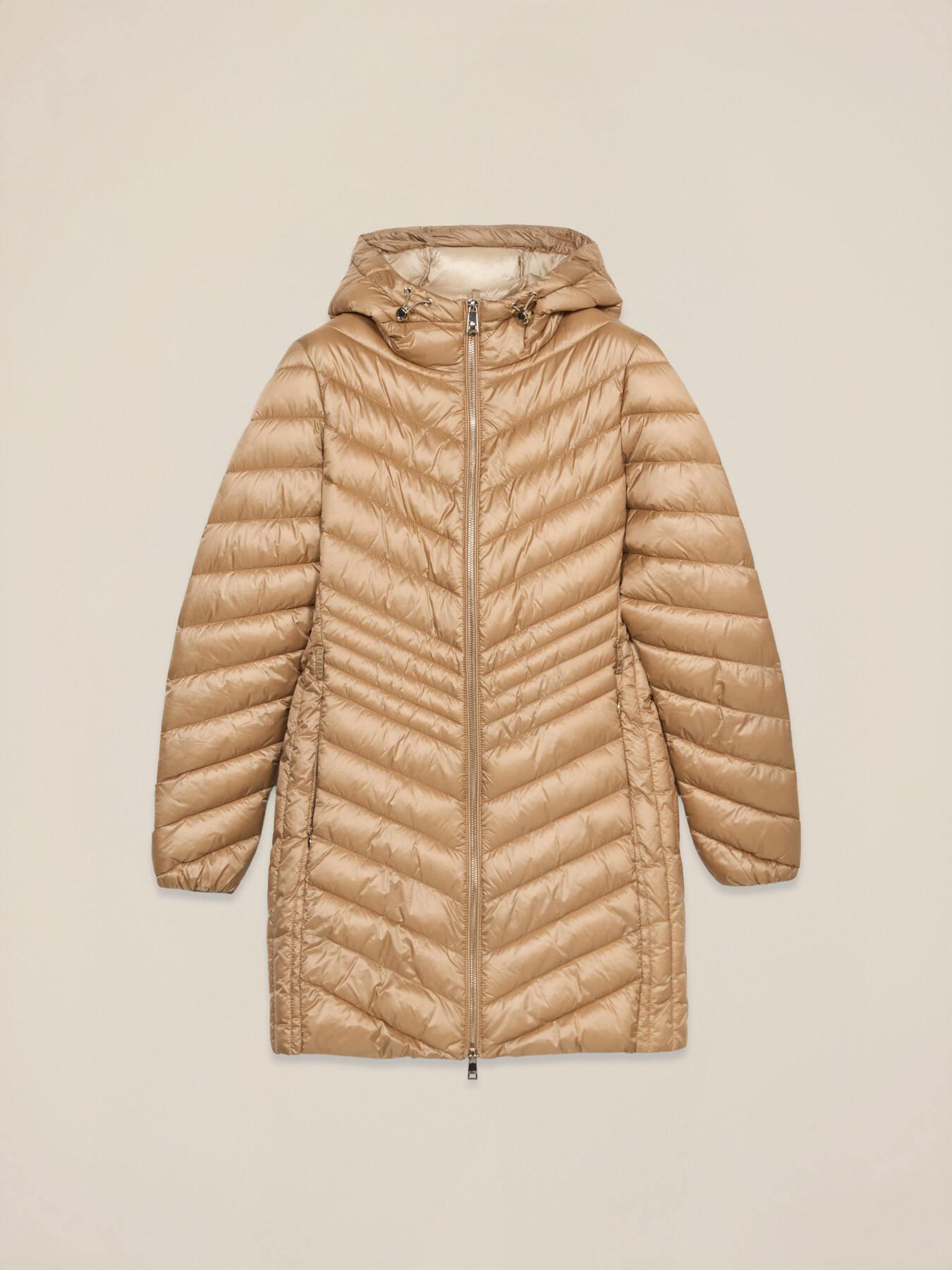 Lightweight midi down jacket with hood image number 4