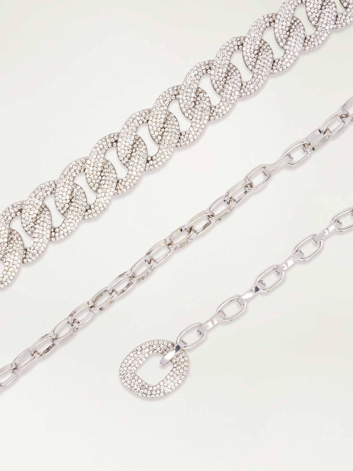 Geflochtener Metallg&uuml;rtel mit Strasssteinen image number 2