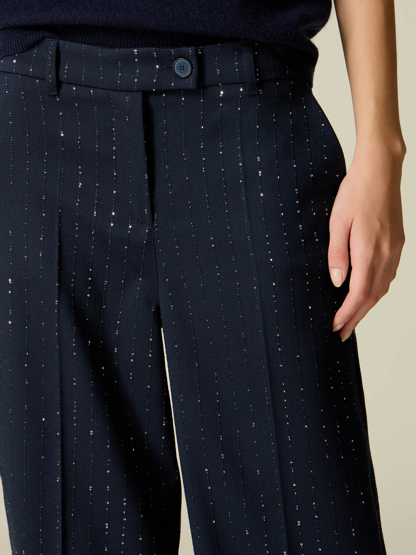 Palazzo trousers in flannel with micro crystals image number 2