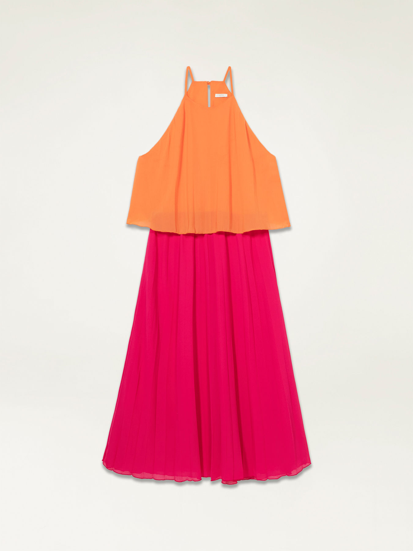 Vestido plisado bicolor image number 4