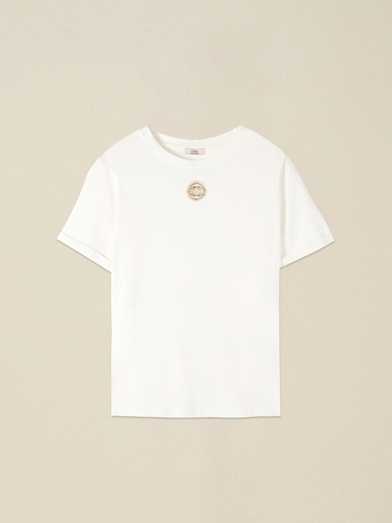 T-shirt avec intarsia et cristaux