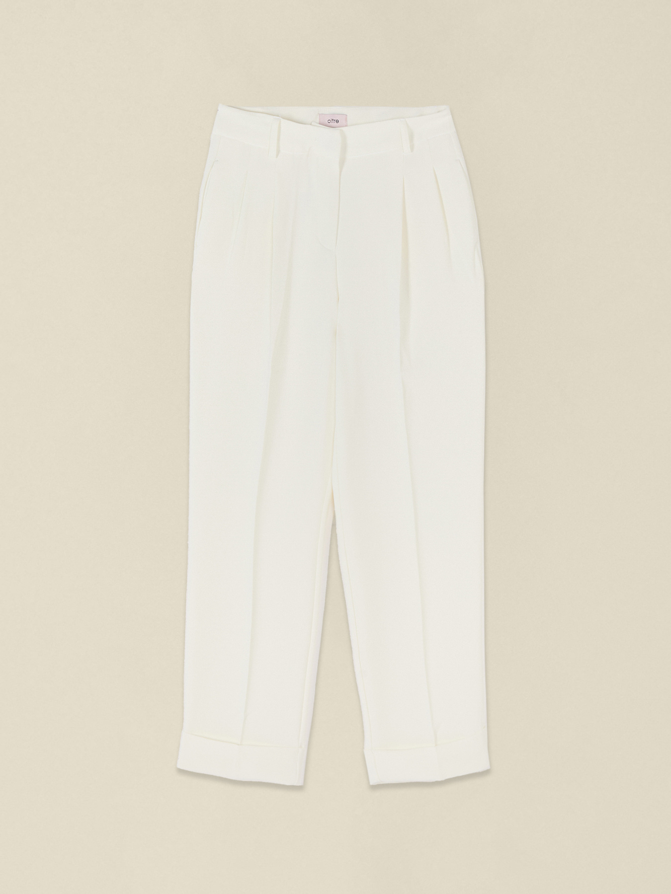 Pantaloni din țesătură cr&ecirc;pe cu pense image number 4