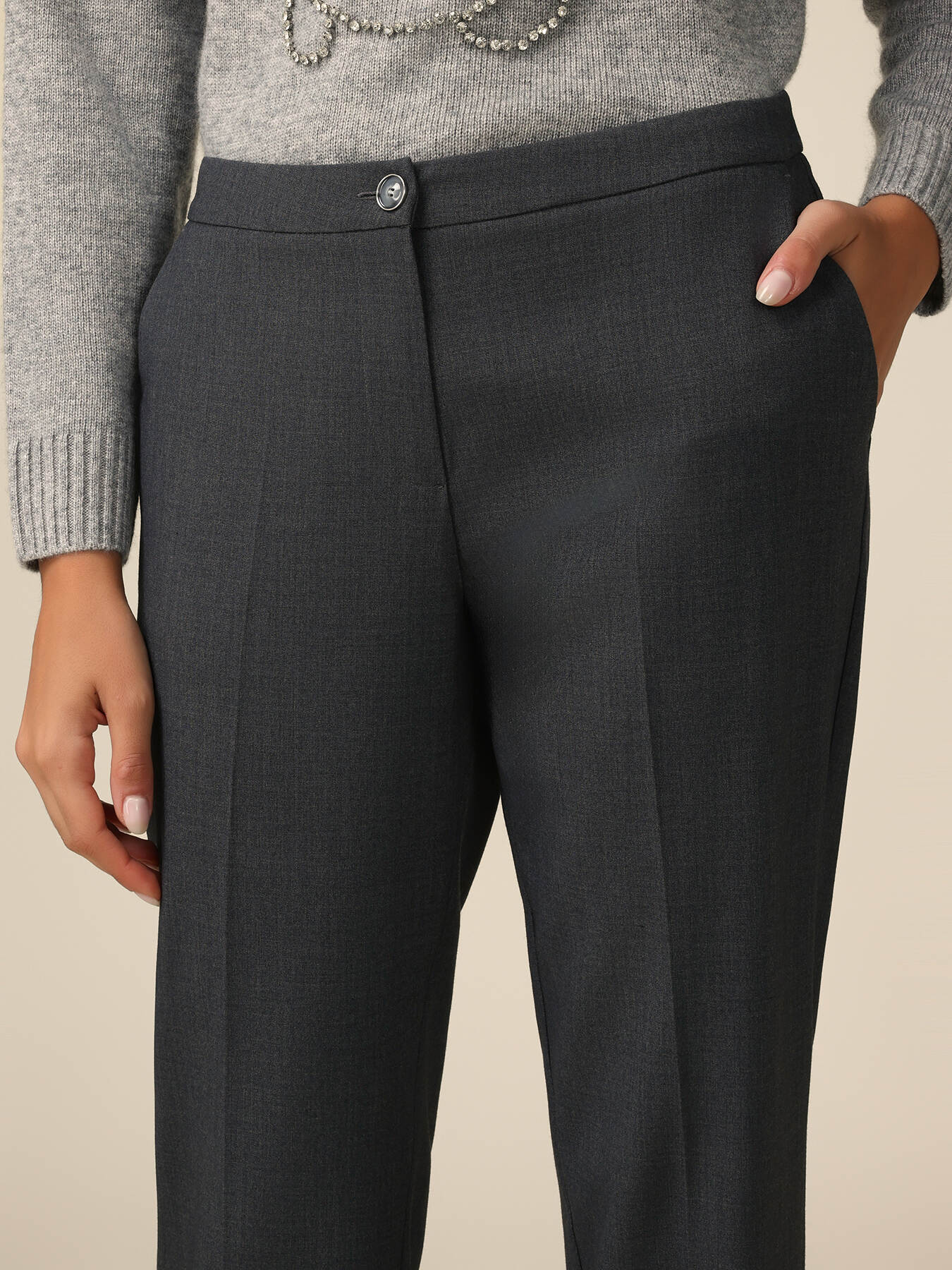 Pantaloni regular m&eacute;lange image number 2