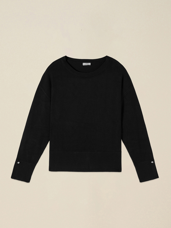 Viscose blend sweater with jewel buttons