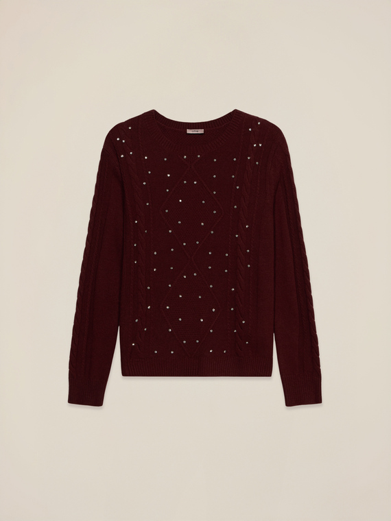 Cashmere blend sweater with bezels