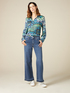 Jeans wide cropped con borchiette image number 0